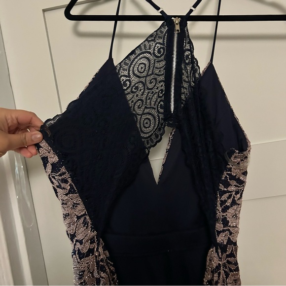 Sparkly navy dress with lace back - Picture 6 of 8